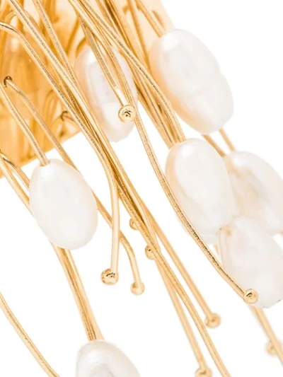 Shop Jil Sander Multi-line Pearl Earrings In Gold