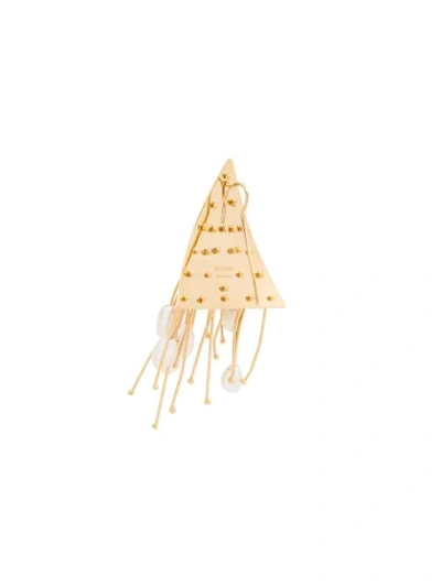 Shop Jil Sander Multi-line Pearl Earrings In Gold