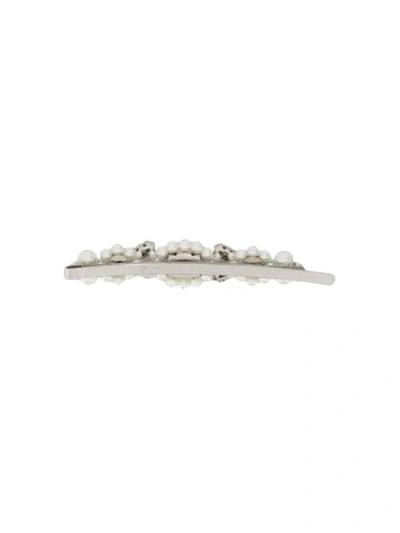 Shop Simone Rocha Faux Pearl Flower Crystal Hair Slide In Silver