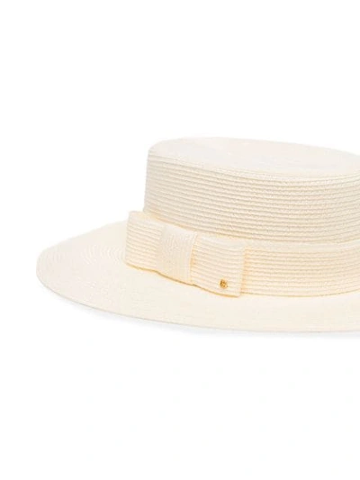 Shop Gucci Bow-detail Sun Hat In Neutrals