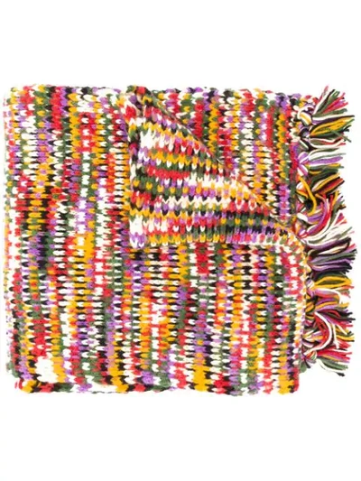 Shop Missoni Fringed Knitted Scarf In Yellow