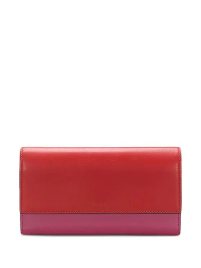 Pre-owned Gucci Flap Continental Wallet In Red