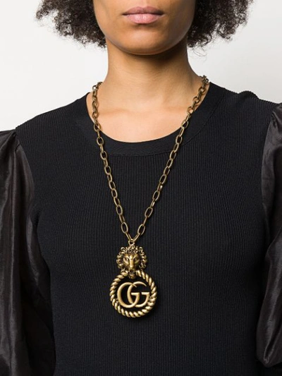 Shop Gucci Interlocking G Torchon Necklace In Gold