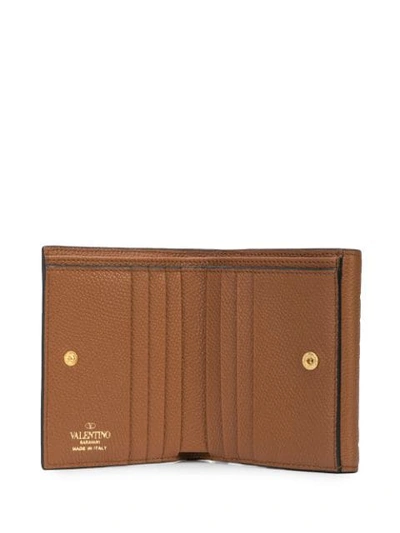 Shop Valentino Calf Leather Vlogo Detail Wallet In Brown