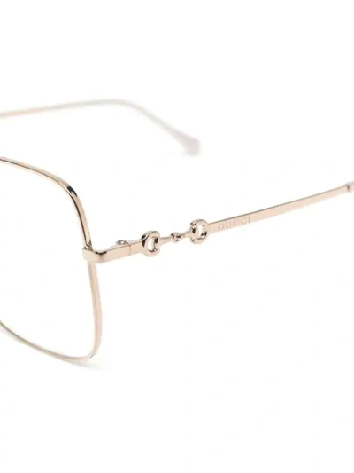 Shop Gucci Horsebit Wire-frame Glasses In Gold