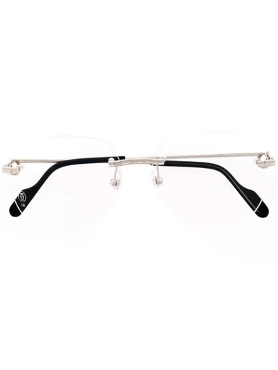 Shop Cartier Square-frame Glasses In Silver