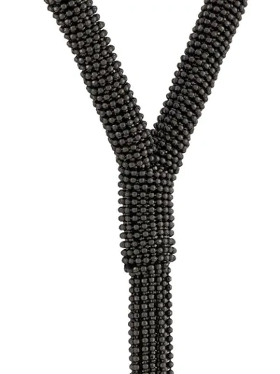 Shop Brunello Cucinelli Beaded Tassel Necklace In Black