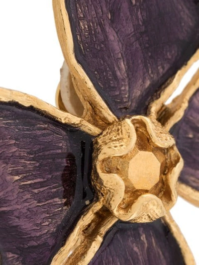 Pre-owned Saint Laurent Butterfly Clip-on Earrings In Purple