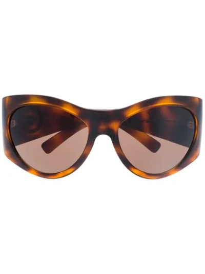 Shop Versace Oversized Round Sunglasses In Brown