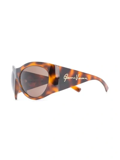 Shop Versace Oversized Round Sunglasses In Brown
