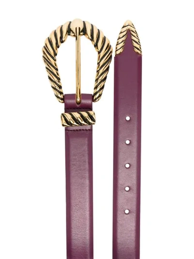 Shop Alberta Ferretti Chiseled Buckle Belt In Purple