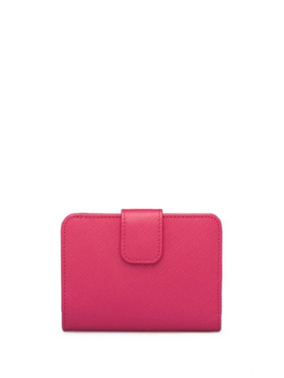 Shop Prada Logo-plaque Square Wallet In Pink