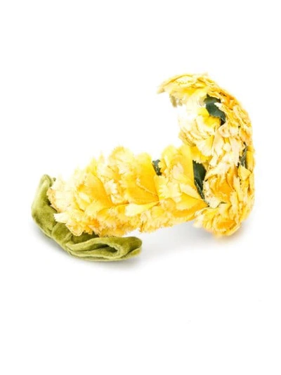 Pre-owned A.n.g.e.l.o. Vintage Cult 1950s Floral Appliqué Headband In Yellow