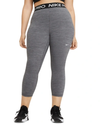 Shop Nike Plus Size Women's Pro Cropped Leggings In Black/htr/white