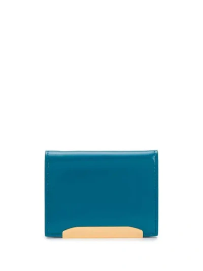 Shop Marni Logo Plaque Compact Wallet In Blue