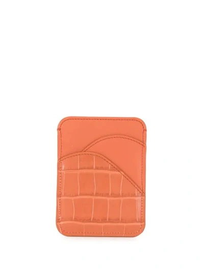 Shop Chloé Walden Crocodile-effect Cardholder In Orange