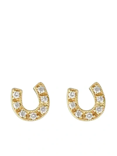 Shop Sydney Evan 14kt Yellow Gold Diamond Horseshoe Stud Earring