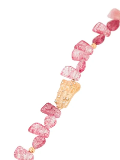 Shop Apples & Figs Sea And Shell Gold-plated Quartz Necklace In Pink