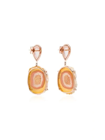 Shop Jacquie Aiche 14kt Gold Agate Quartz Teardrop Earrings In Rose Gold