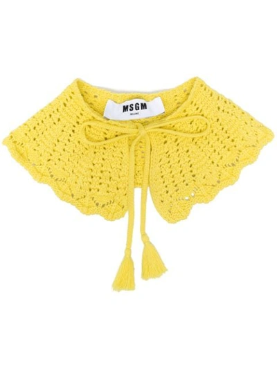 Shop Msgm Crochet Cotton Collar In Yellow