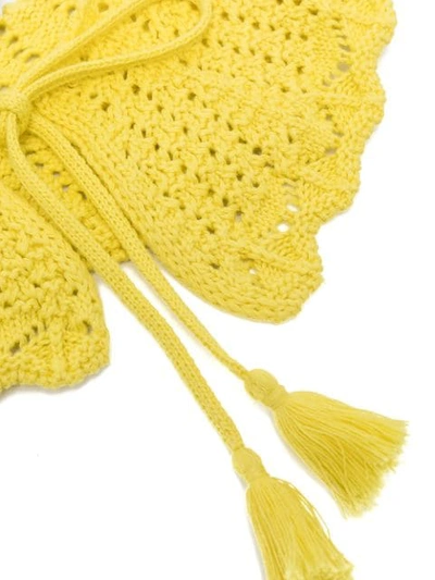 Shop Msgm Crochet Cotton Collar In Yellow