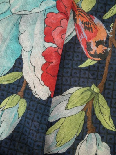 Shop Shanghai Tang Magnolia Peony-print Scarf In Multicolour