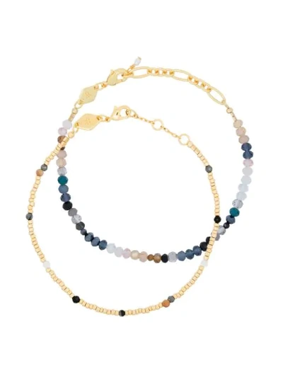 Shop Anni Lu Willow Moonstone Beach Two-set Bracelet In Gold