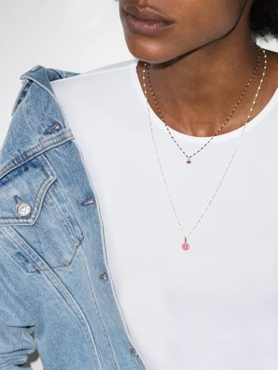 Gigi Clozeau 18k Rose Gold 42 Cm Heart Beaded Necklace In R20 Black Rose Gold
