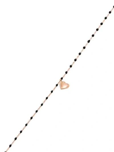 Shop Gigi Clozeau 18kt Gold Heart Charm Beaded Necklace In R20 Black Rose Gold