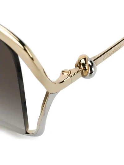 Shop Cartier Oversized Square Sunglasses In Gold