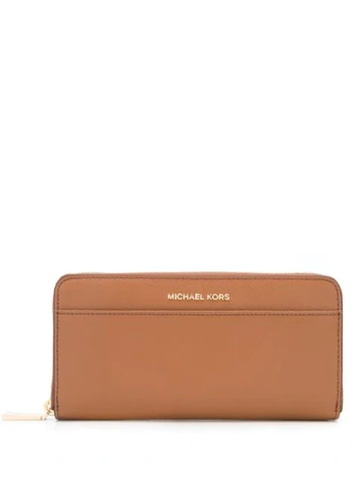 Shop Michael Michael Kors All-around Zip Wallet In Brown