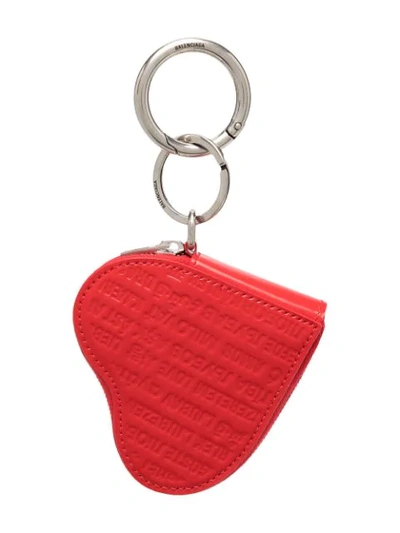 Shop Balenciaga Heart Coin Case Keyring In Red