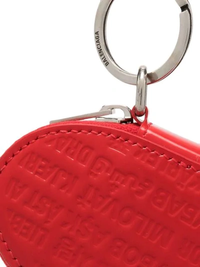 Shop Balenciaga Heart Coin Case Keyring In Red