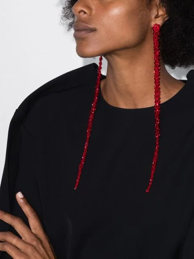 Shop Simone Rocha X Browns 50 Crystal Flower Drop Earrings In Red
