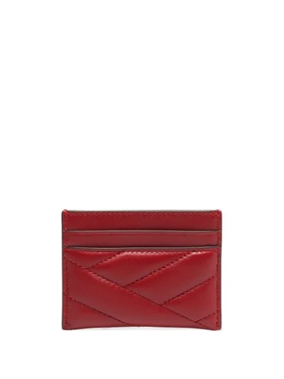Shop Tory Burch Kira Leather Card Holder In Red