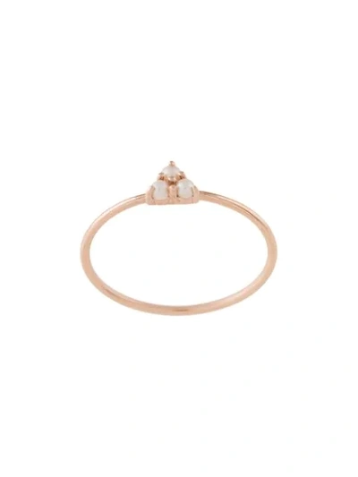 Shop Natalie Marie 9kt Rose Gold Pearl Trio Ring In Pink