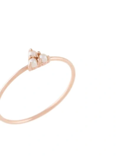 Shop Natalie Marie 9kt Rose Gold Pearl Trio Ring In Pink