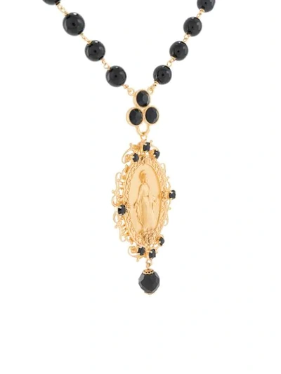 Shop Dolce & Gabbana Beaded Pendant Necklace In Black