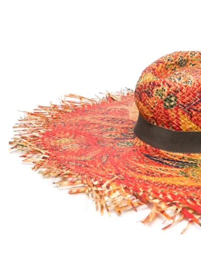 Shop Etro Wide Brim Raffia Hat In Red