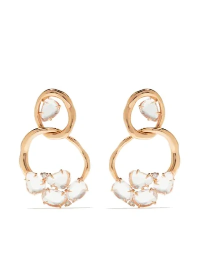 Shop Brumani 18kt Rose Gold Looping Diamond And Quartz Earrings