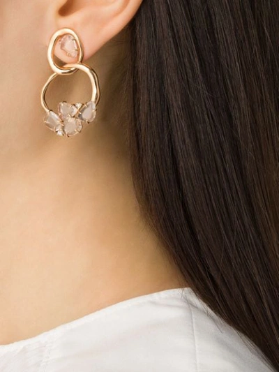 Shop Brumani 18kt Rose Gold Looping Diamond And Quartz Earrings