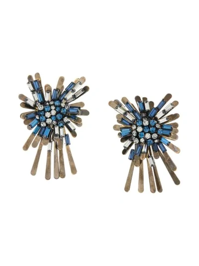 Shop Oscar De La Renta Crystal-embellished Earrings In Black
