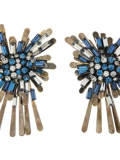 Shop Oscar De La Renta Crystal-embellished Earrings In Black