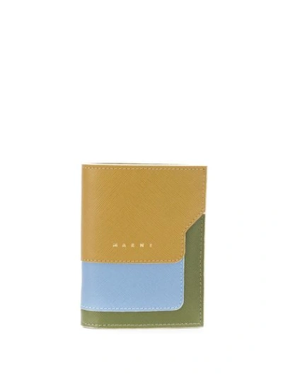 Shop Marni Colour-block Bi-fold Wallet In Green