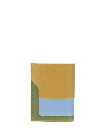 Shop Marni Colour-block Bi-fold Wallet In Green