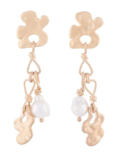 Shop Ports 1961 Pearl And Amoeba Tassel Earrings In Gold