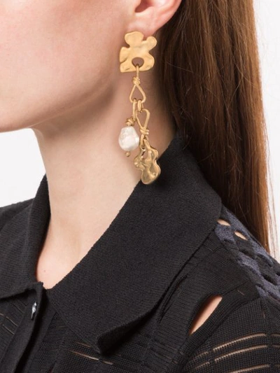 Shop Ports 1961 Pearl And Amoeba Tassel Earrings In Gold