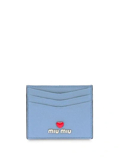 Shop Miu Miu Love Logo Cardholder In Blue
