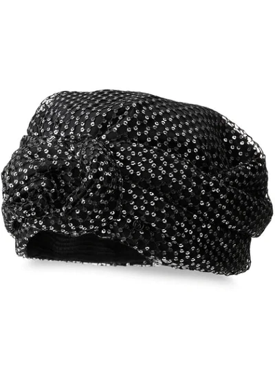 Shop Maison Michel Hiromi Sequin Turban In Black