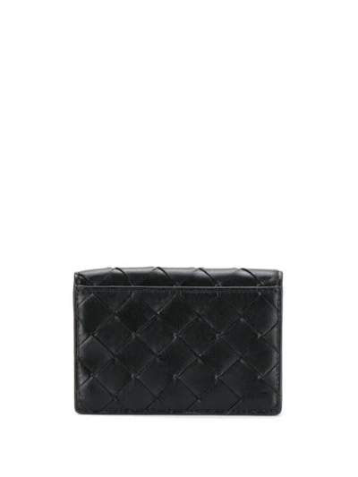 Shop Bottega Veneta Small Intrecciato Weave Wallet In Black